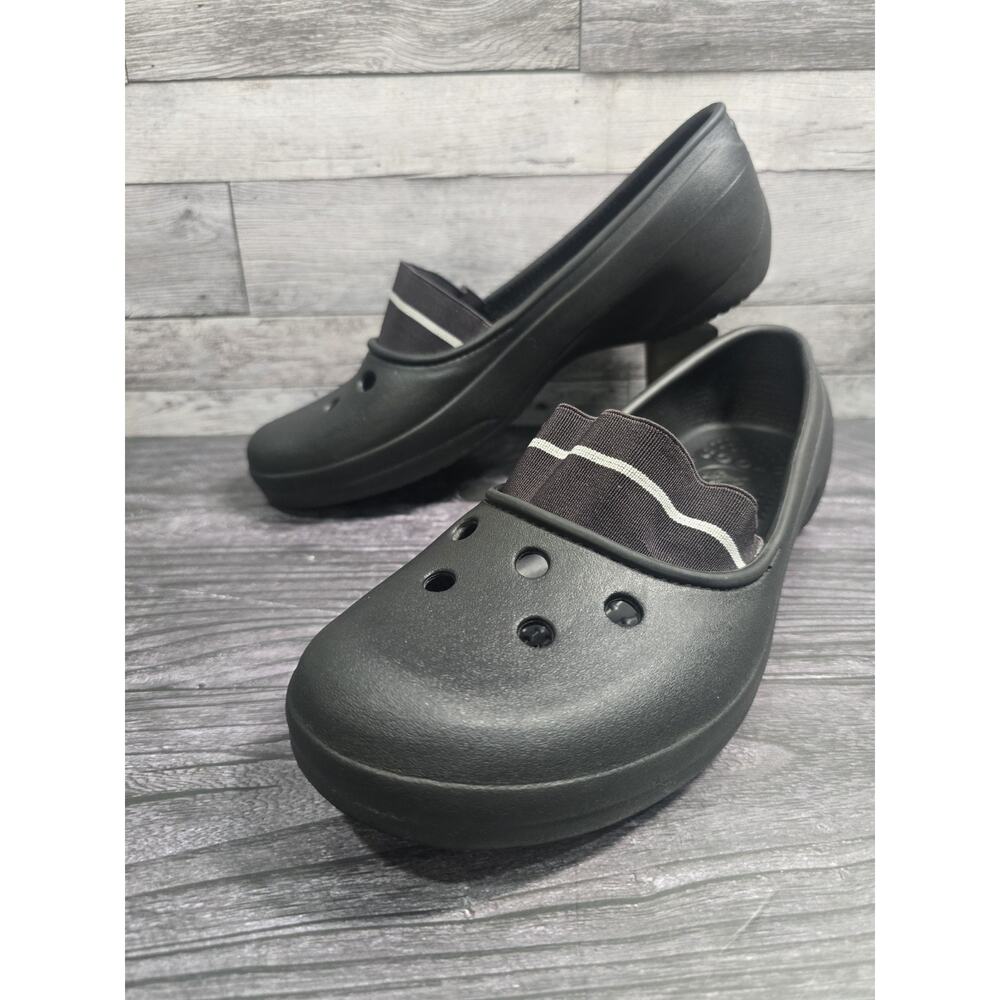 Crocs Juneau Women's Slip-On Ballet Flats Black Size 10 Comfort Wedge - EUC